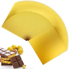 120Pcs Chocolate Candy Wrappers, 6" X 7.5" Gold Aluminum Foil Chocolate Bar Wrap