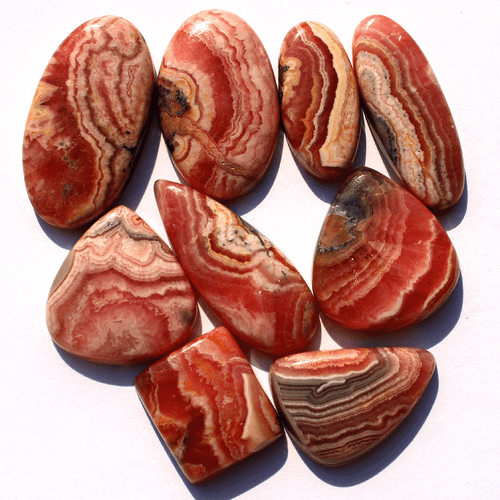 9 Pcs Natural Argentina Rhodochrosite Top Grade 18mm-32mm Cabochon Gemstones Lot - Picture 8 of 12