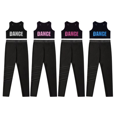 DE Mädchen Tanzbekleidung Gymnastik Outfits Ballett Trainingsanzüge Slim Fit Gym