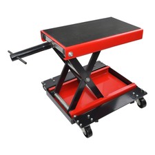 Motorcycle Scissor Jack Lift 500kg Wide Deck Hoist Stand for ATVs Bike 4 Casters