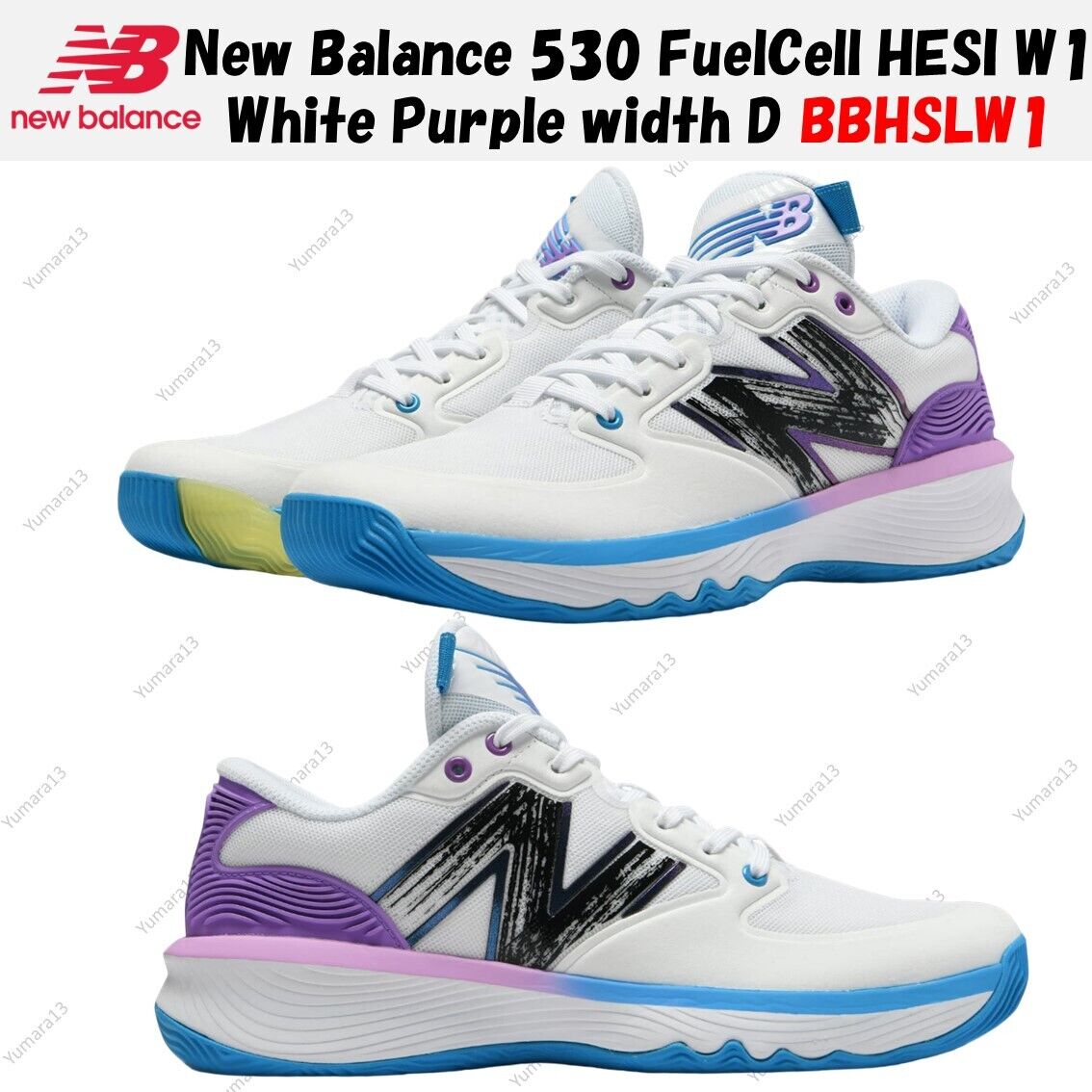 New Balance 530 FuelCell HESI W1 White Purple width D