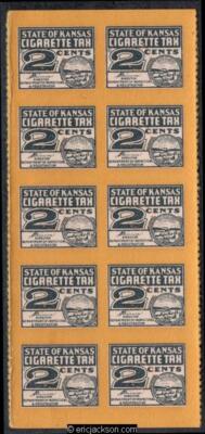 KANSAS Cigarette Revenue - C53 pane of 10, mint, VF