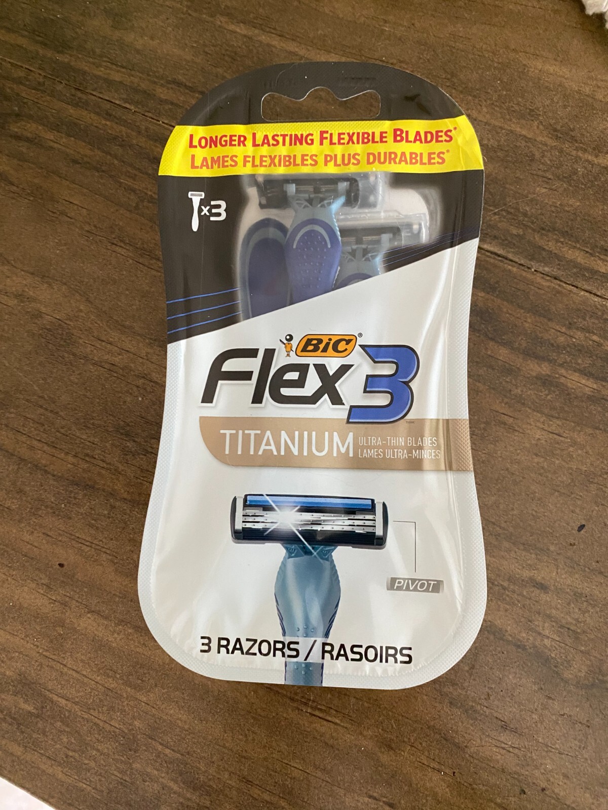 3 Pack Of Bic Flex 3 Titanium Mens Disposable Ultra Thin Razors  NEW