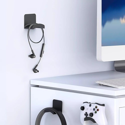 2Pcs Universal Headset Hanger | Adhesive Headphone Hook Holder for Desk/Wall - Picture 4 of 8