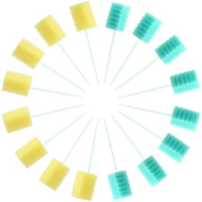 Oral Swab Disposable Dental Swabstick Mouth Gum Cleaning Sponge Green Yellow 100