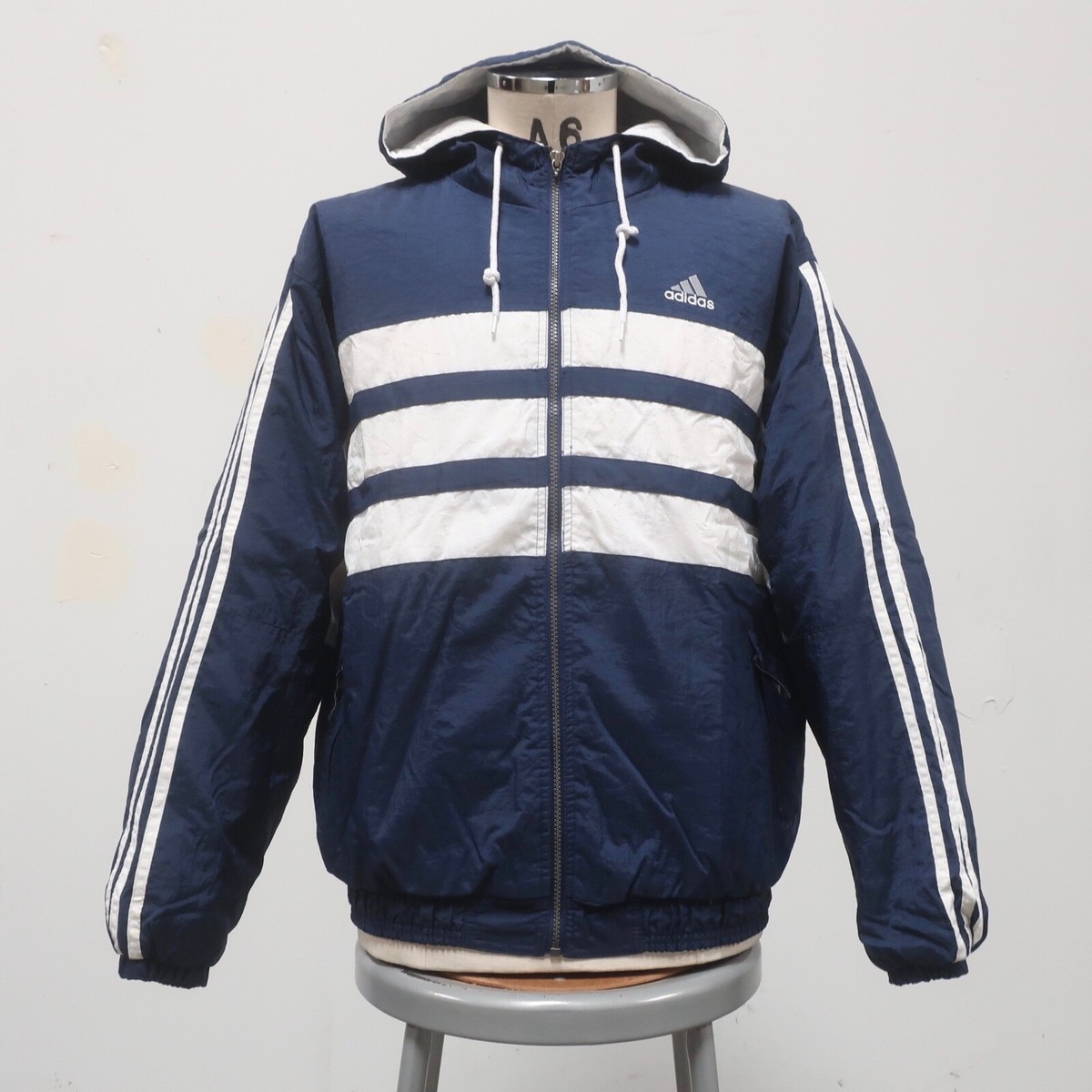 90s USA製 adidas pullover parka navy M