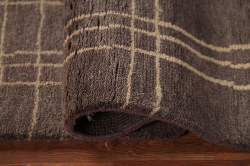 Unique Luxury Hand-Knotted Moroccan Rug Brown Bedroom Centerpiece 5x8 ft - Picture 14 of 21
