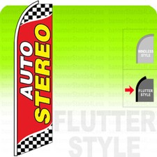 AUTO STEREO - Swooper Flag Feather Banner Sign 11.5' Tall FLUTTER Style - rb