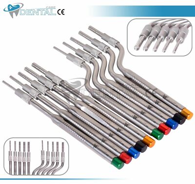 10X Sinus Lift Osteotomes Offset Convex-Tip Handle Bone Graft Chisels Kit