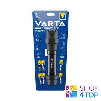 Varta Indestructible F30 Flashlight 18714 650 Lumens with 6AA Batteries New