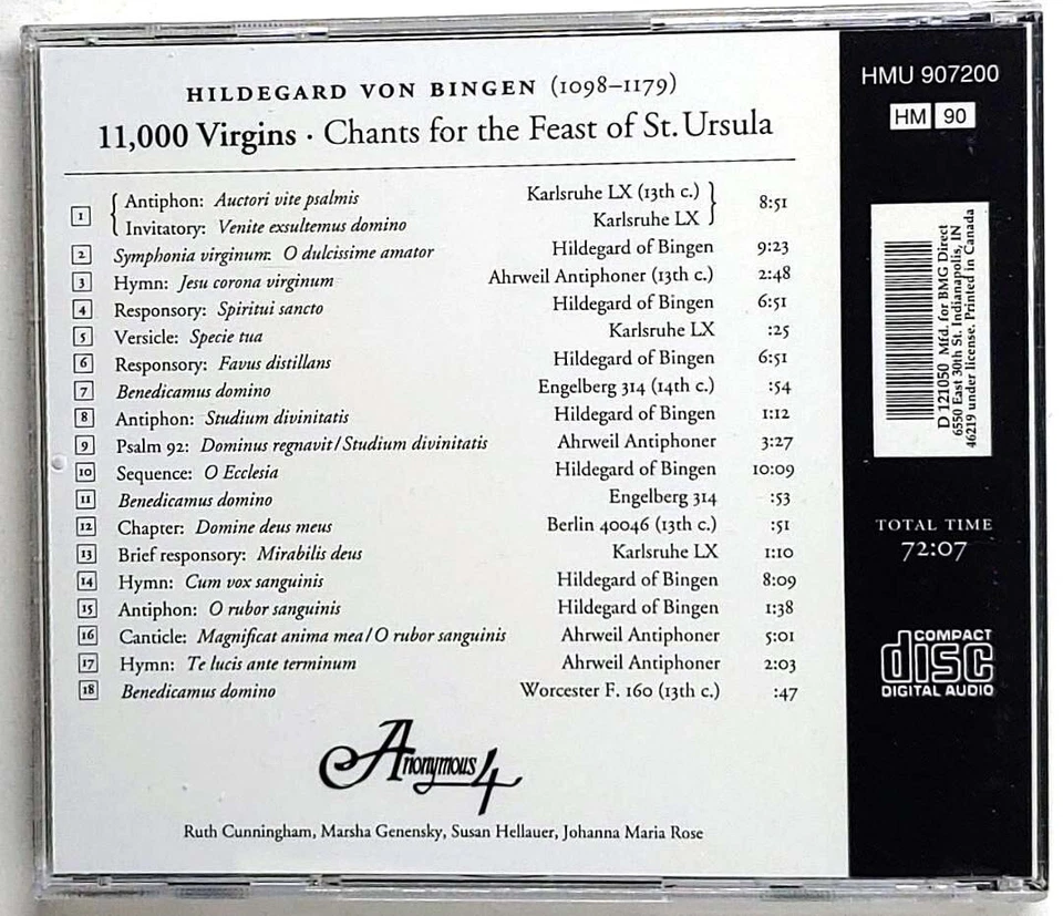 Hildegard Von Bingen - 11,000 Virgins  (CD, 997, Harmonia Mundi HMU 907200 Foto 2 de 4