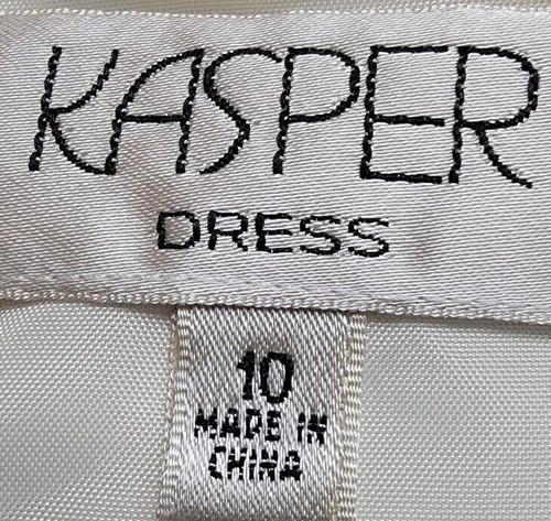 Kasper Womens Sundress Dress Size 10 White Black Brown Striped - Picture 2 of 12