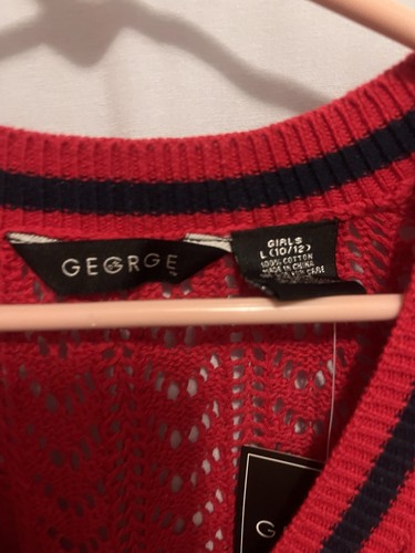 GEORGE GIRLS PATRIOTIC OPEN KNIT BUTTON FRONT SHRUG SIZE 10/12 NEW - Picture 6 of 12