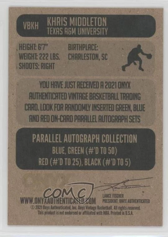 2021-22 Onyx Vintage Khris Middleton #VBKH - Image 2 of 2