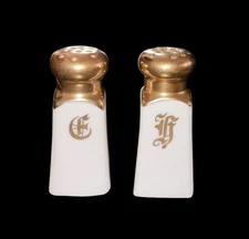 Vintage Haviland Limoges Ranson White Gold Trimmed Salt & Pepper Shakers