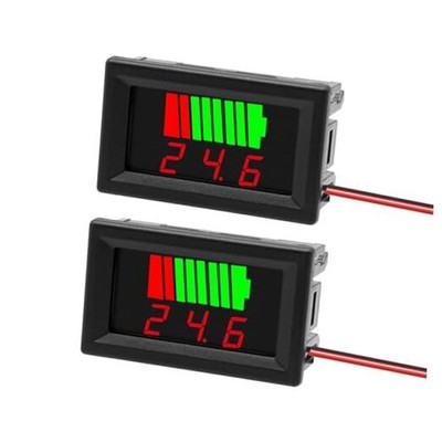  2Pack DC 12V, 24V, 36V, 48V, 60V Battery Indicator Voltage Meter 2 in 1 