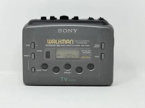 Sony Walkman FM/AM TV Sound Radio Cassette Player Clock WM-FX435 Vintage Tested!