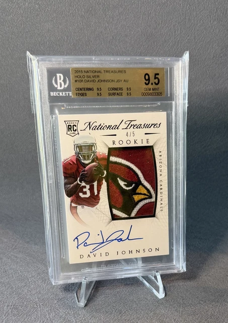 2015 National Treasures DAVID JOHNSON RC RPA Rookie Patch Auto SSP/5 BGS 9.5/10