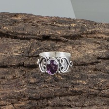 February Birth Natural African Amethyst Band Ring Jewelry 925 Sterling Silver