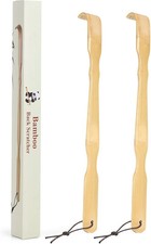 2 Pack Wooden Bamboo Back Scratcher, 17 Inch Long Handle 2 Pack,