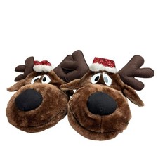 Dasher Reindeer Slippers Christmas Santa Hat Size Medium 7/8