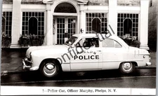 Real Photo 1950s Police Car & Police Officer At Phelps NY New York RPPC V209