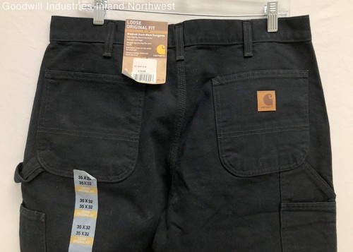 NWT Men's Carhartt Black Loose Original Fit Work Pants Size 35X32 - Picture 4 of 5