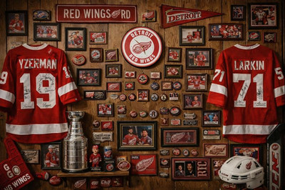 Detroit Red Wings Wall Clock 3D Printed Hockey Decor Man Cave Garage   