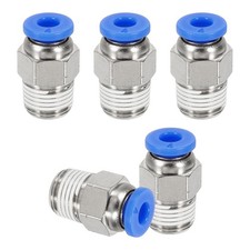 5Pcs NPT Male 4mm Tube OD x 1/8" NPT Thread Push to Connect Fittings Blue
