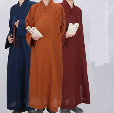 Unisex Shaolin Zen Buddhist Monk Long Gown Meditation Kungfu Robe hemp yarn Gift