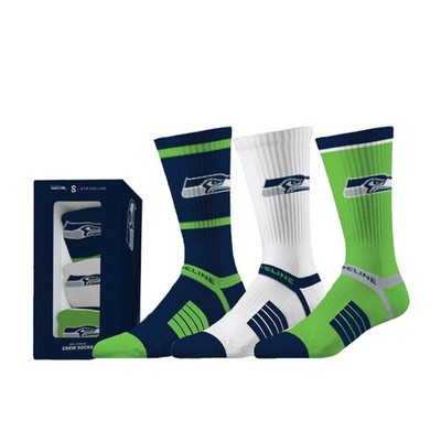 NFL Seattle Seahawks Socken Strideline Premium Crew 3er Pack Geschenkbox