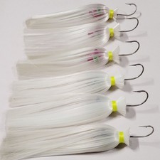 6 units Mojo Jigs Striper Parachute Trolling Lures 4oz 8/0 Spire Point White Lot