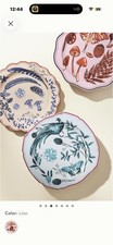 Anthropologie Elin Desert Plates complete set of three Woodland mushroom herb