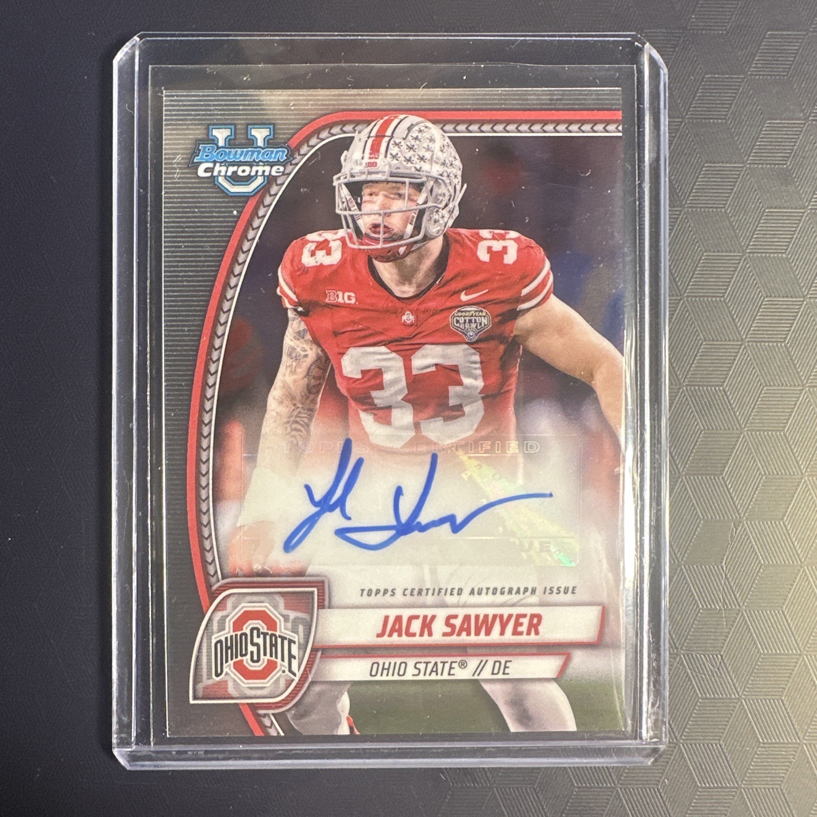 Jack Sawyer 2024 Bowman Chrome U Autographed Card Ohio State Auto