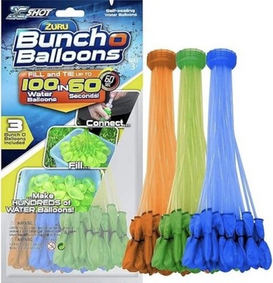 3X Party Bunch-O-Balloons 300 Self-Sealing Water Balloons Orange Green Blue
