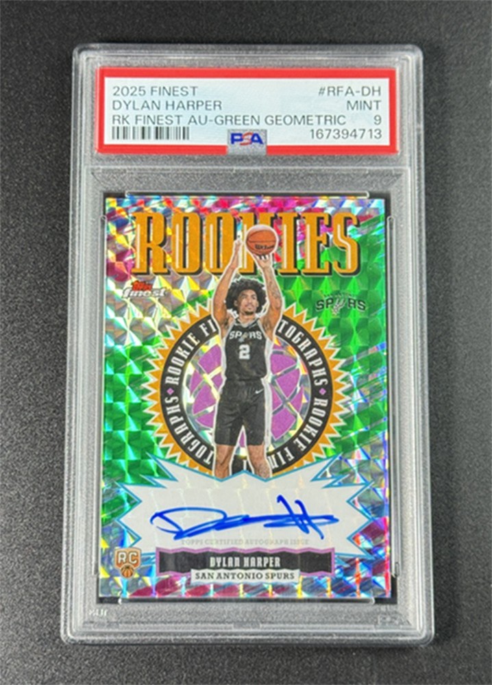 2025-26 Topps Finest Dylan Harper Rookies RC Auto Green Geometric /75 PSA 9 MINT