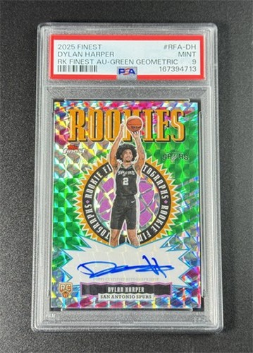 2025-26 Topps Finest Dylan Harper Rookies RC Auto Green Geometric /75 PSA 9 MINT
