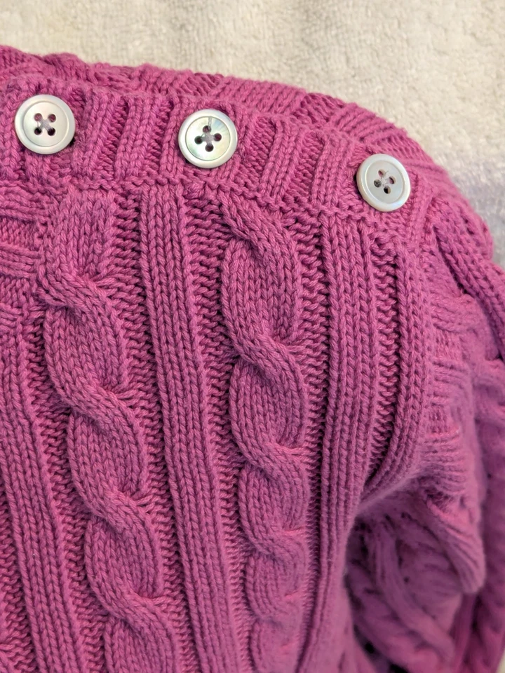 Suéter tejido con cable Lands End, para mujer, púrpura, talla XL Foto 3 de 4