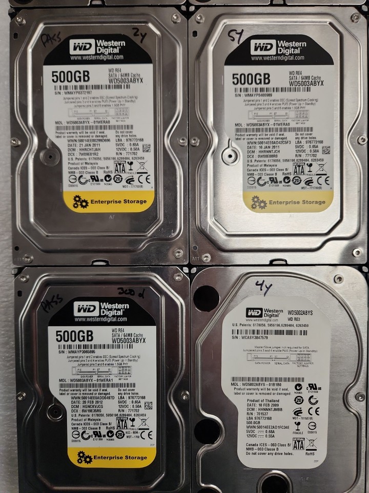 [LOT 20x] Western Digital WD Gold 500GB HDD WD5003ABYX, WD5002ABYS ...