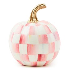 Mackenzie- Childs Bubblegum Pink Check MINI Pumpkin Brand New In Original Box