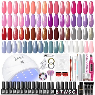 Coscelia 15pcs Gel Nail Starter Polish Kit U V Light & Drill 3pc Nail Ext. *Read