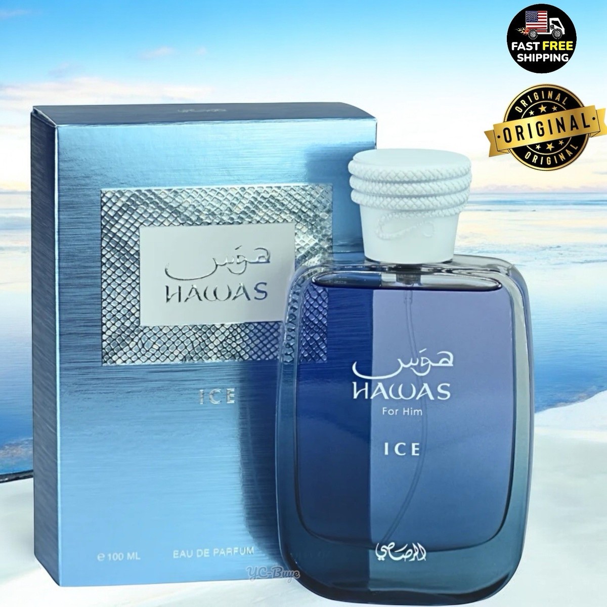 Hawas Ice for Men Eau de Parfum By Rasasi 3.4oz 100 | Made In