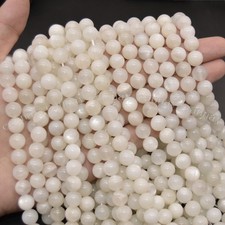 8mm Natural White Moonstone Gemstone Smooth Round Loose Beads Jewelry DIY 15''