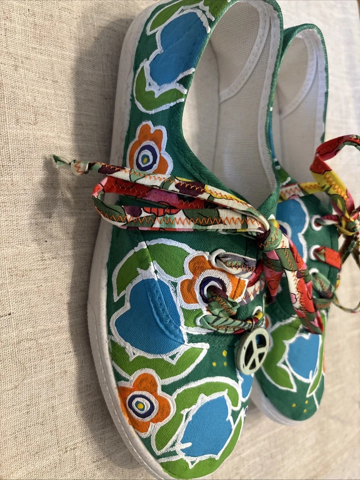 Zapatillas Mujer Coloridas Pintadas a Mano Talla 39 Nuevas Sin Caja Foto 4 de 4
