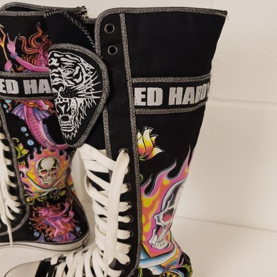 Ed Hardy High Top Sneakers Size US 5 UK 2.5 EUR 36 JPN 21 Skull
