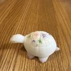 Vintage Fenton Hand Painted White Milk Glass Turtle Figurine C A Hall