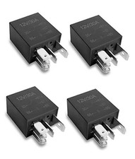 4 Pack 30A Multi-Purpose Automotive Starter Relay, 5 Pin 12V Black Heavy 5Pin