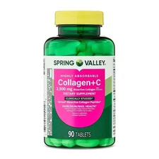 Spring Valley Highly Absorbable Collagen + C Tablets Dietary 2,500 mg, 90 Count