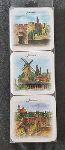 Coffee Tee Beer Cup Mug Coaster Set For 6 Pcs View Of Jerusalem Western Wall - Picture 5 of 6