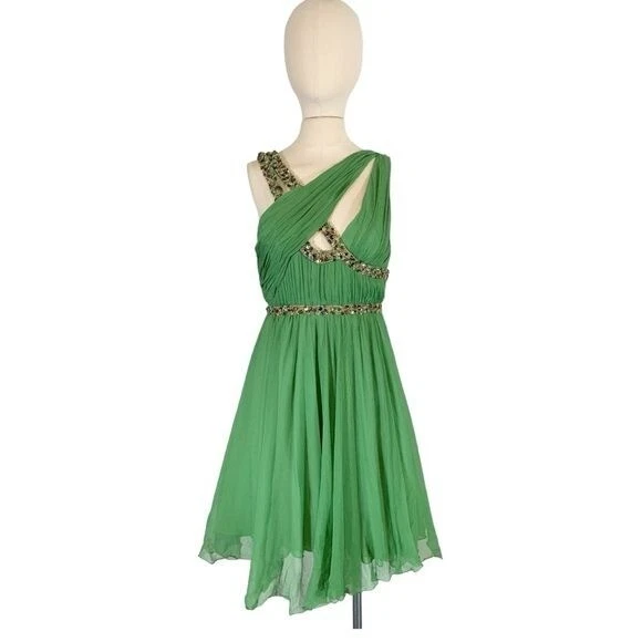 MANDALAY 女式串珠丝绸无袖镂空晚礼服 6 码 — 第 2/4 张图片